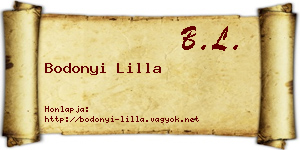 Bodonyi Lilla névjegykártya